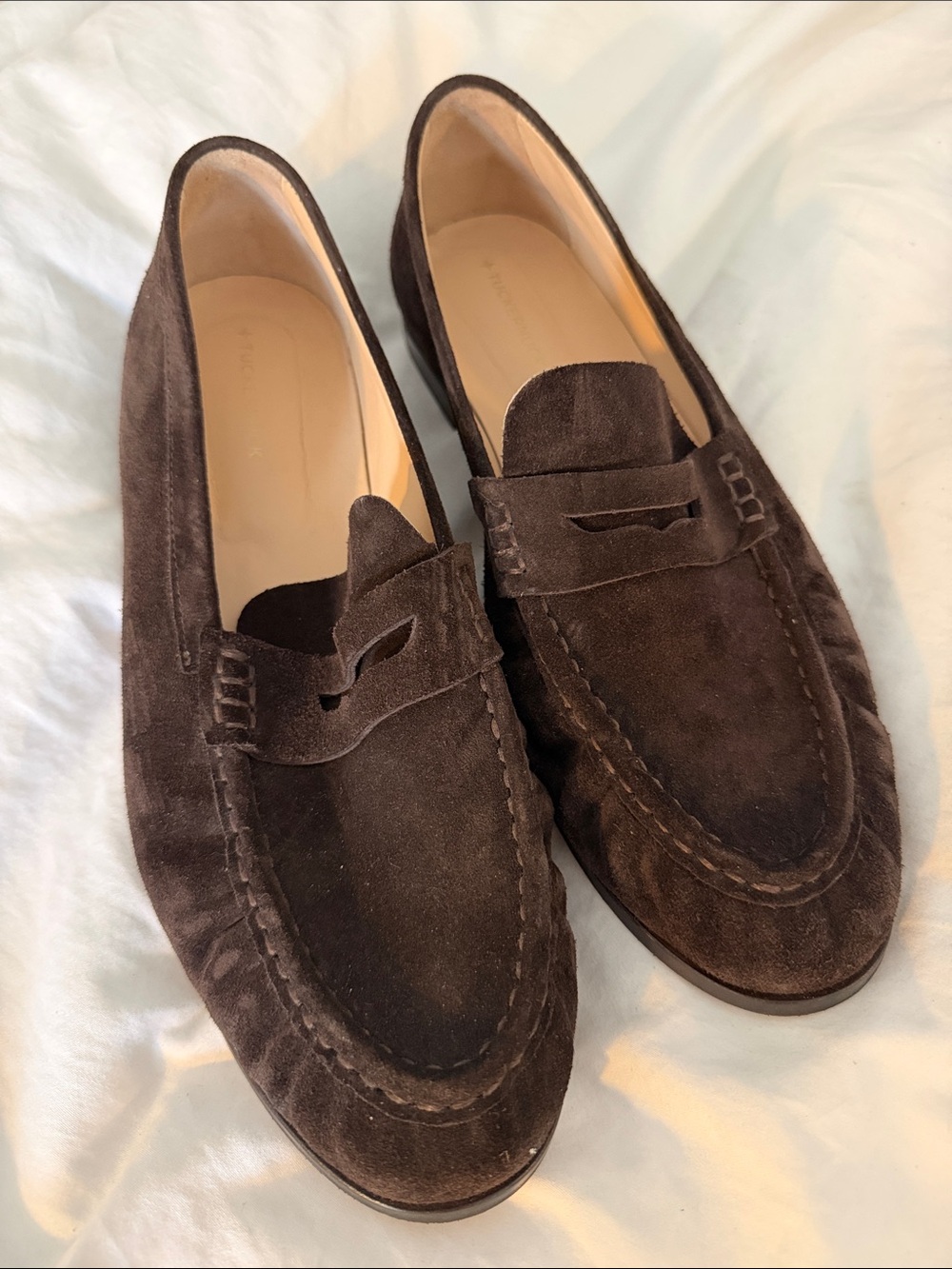 Tuckernuck Dark Brown Suede Penny Loafers